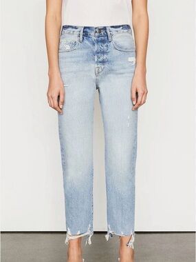 Frame Denim Light Blue Cropped Straight Jeans